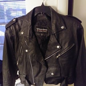 Wilson's Black Leather Motorcycle Jacket